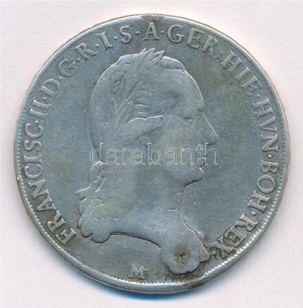 Olasz Államok / Milánó 1793M Tallér Ag 'II. Ferenc' (29,12g) T:3 lyuktömött Italian States / Milan 1793M Crocione (Kronenthaler) Ag 'Franz II' (29,12g) C:F plugged hole Krause KM#239