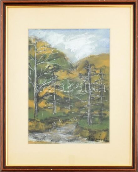 Kaszás István Viktor (1928-2015): Tündérvölgy. Vegyes technika, papír, jelzett, üvegezett fakeretben, 29x21 cm