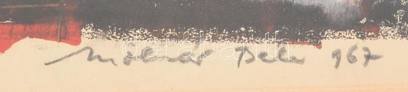 Molnár Béla (?-): Absztrakt formák, 1967. Monotípia, papír jelzett, üvegezett fakeretben. 35x26 cm - Image 3