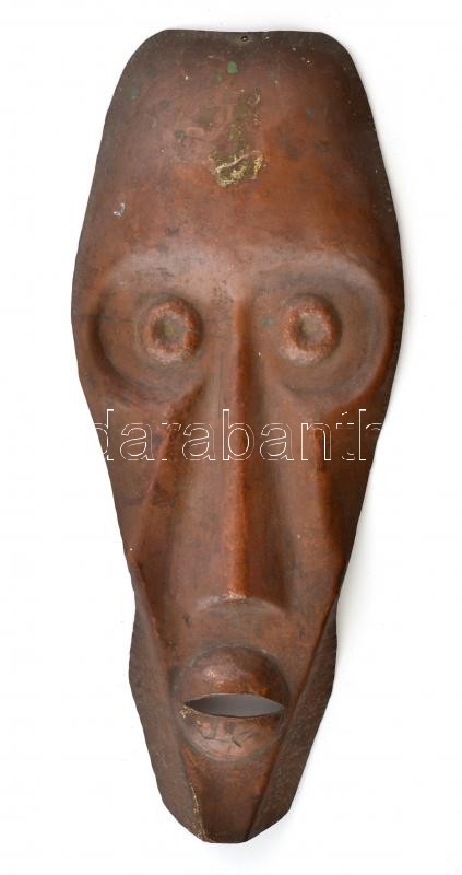 Retró fali masz, kalapált vörösréz, jelzés nélkül, m: 21 cm