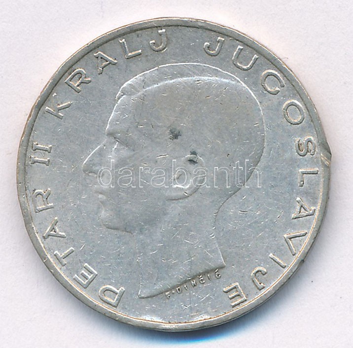 Jugoszlávia 1938. 20D Ag 'II. Péter' T:2,2- ph. Yugoslavia 1938. 20 Dinara Ag 'Petar II' C:VF edge error Krause KM#23