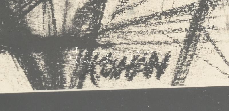 Kohán György (1910-1966): Konstruktív fej. Kréta, papír, jelzett. Üvegezett fakeretben. 24x17,5 cm. - Image 3