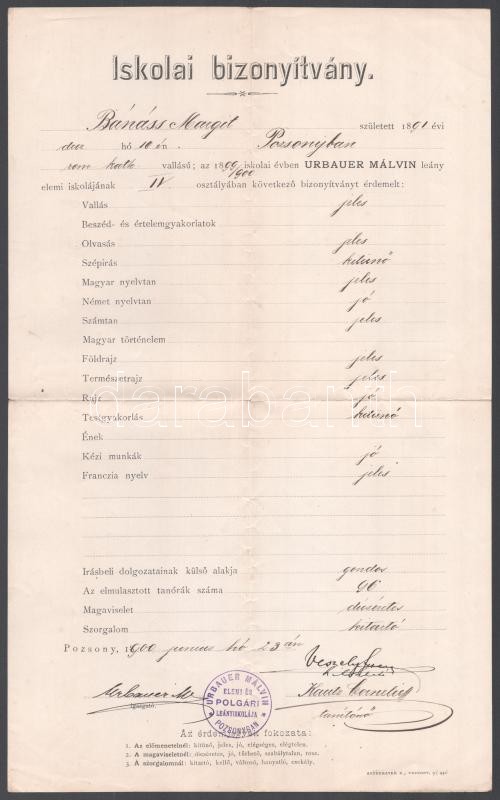 1896-1901 7 db pozsonyi iskolai bizonyítvány - Image 2