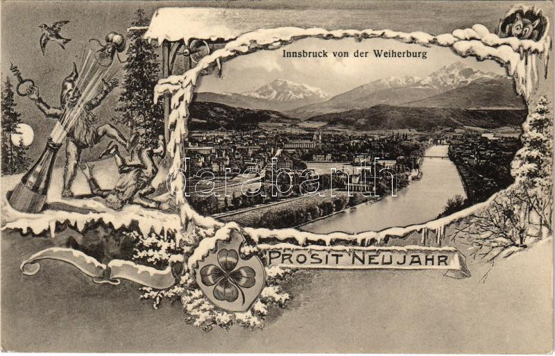 Innsbruck von der Weiherburg. Prosit Neujahr / New Year greeting montage