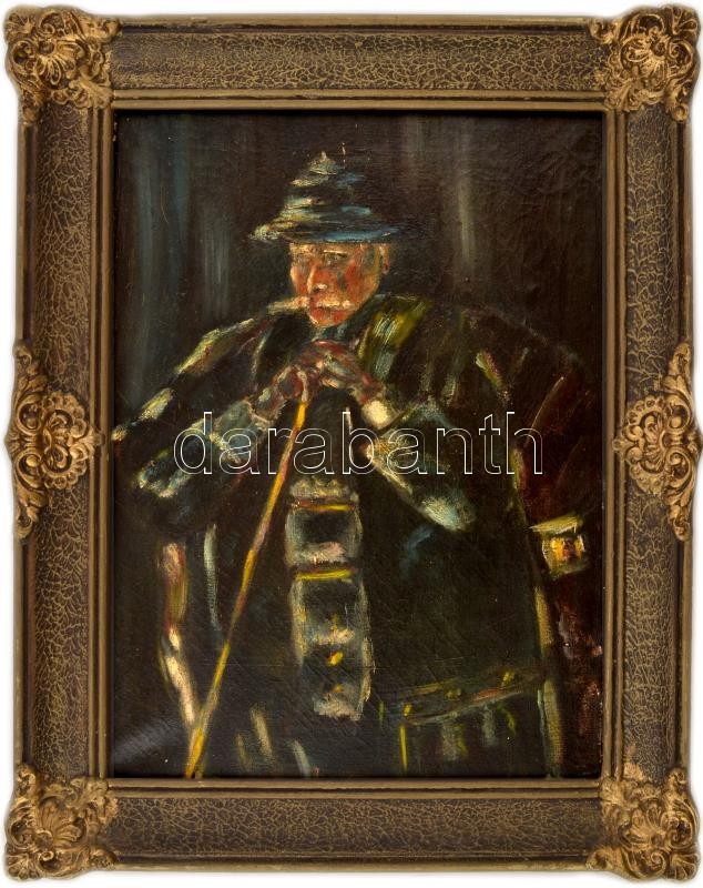 Jelzés nélkül: Juhász. Olaj, vászon. Dekoratív, kissé sérült fakeretben. 44x33,5 cm