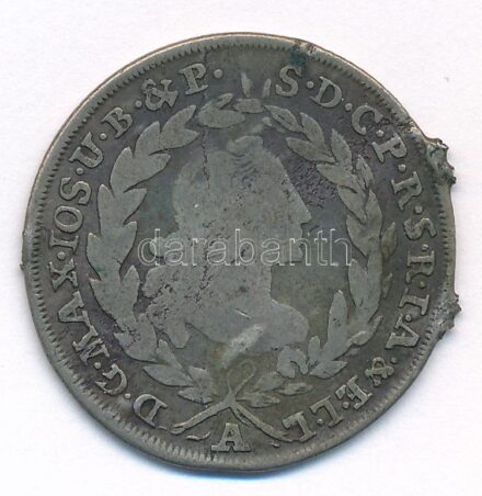 Német Államok / Bajorország 1767A 20kr Ag 'III. Miksa' T:3 patina, fny. German States / Bavaria 1767A 20 Kreuzer Ag 'Maximilian III' C:F patina, ear marks Krause KM#528.2