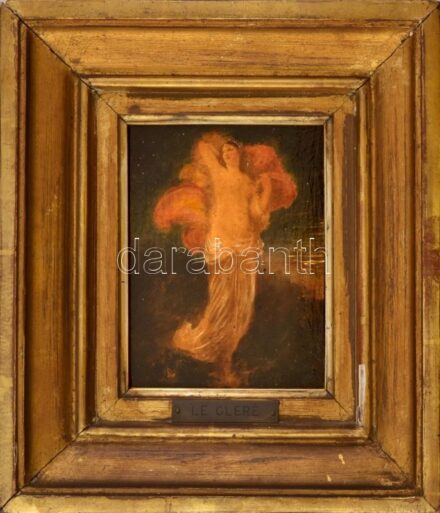 Jelzés nélkül, feltehetően a XIX. sz. második felében működött festő: Múzsa. Olaj, fatábla. Hátoldalán párizsi művészellátó pecsétjével Dekoratív fakeretben. 14x10 cm.