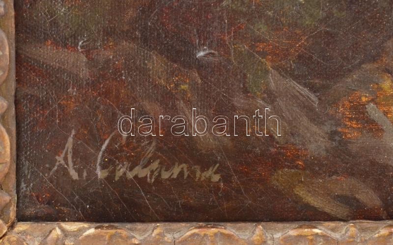 A Calame jelzéssel: Hegyvidéki táj. Olaj, vászon. Dekoratív fakeretben. 42x60 cm. - Image 2