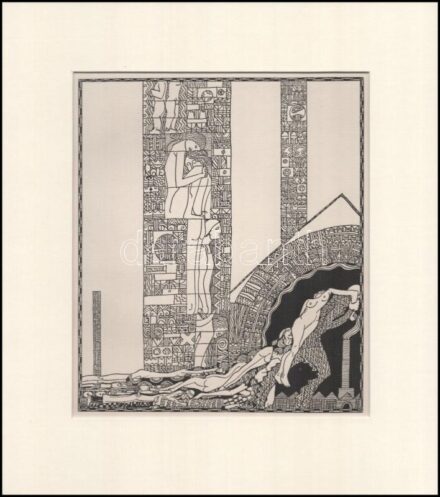 Kozma Lajos (1884-1948): Város. Cinkográfia, papír, jelzett a cinkográfián, paszpartuban, 19,5×16,5 cm