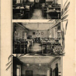 1912 Graz, Vincentinum (ehemalige Schule der Marianisten), Studiersaal der Bürgerschüler und Mittelschüler, Studierzimmer der Volksschüler / former school interior, study rooms. Art Nouveau, floral (EK)