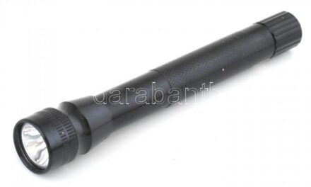 Fém zseblámpa, elemmel, működik, h: 16 cm
