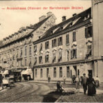 1912 Graz, Annenstrasse (Konvent der Barmherzigen Brüder) / street, shop of Spitzer, tram, road construction (EK)