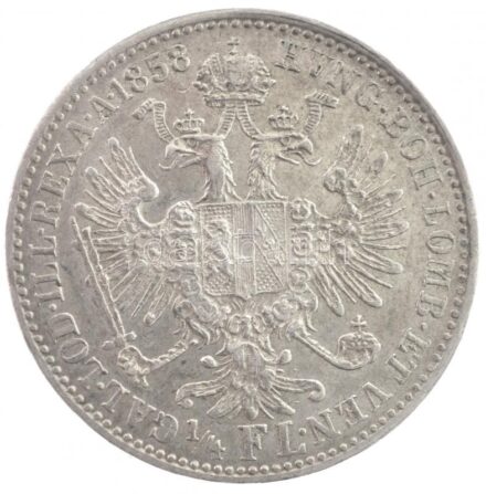 1858E 1/4Fl Ag 'Ferenc József' Gyulafehérvár (5,38g) T:1-,2 / Hungary 1858E 1/4 Florin Ag 'Franz Joseph' Alba Iulia (5,38g) C:AU,XF Adamo M12