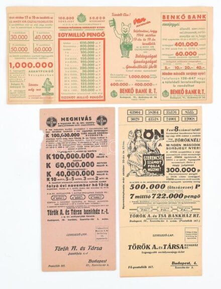 cca 1930 3 db sorsjegy reklám nyomtatvány
