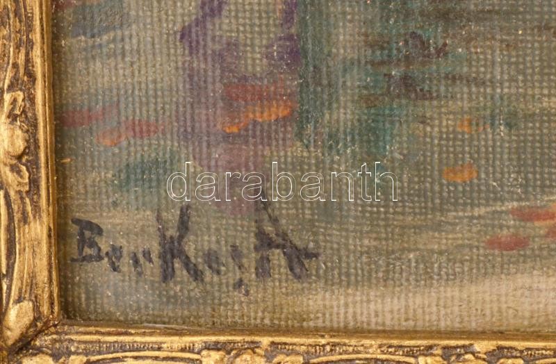 Berkes Antal (1874-1938): Nagyvárosi ősz. Olaj, vászon. Jelzett. 53x65 cm. Dekoratív, kissé sérült fakeretben. / oil on canvas, signed, framed - Image 2