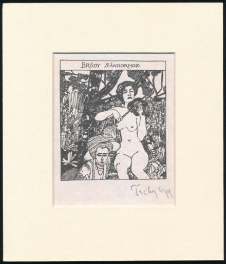 Tichy Gyula (1879-1920): Akt, nyomat utólagos jelzéssel, paszpartuban, 12×8 cm