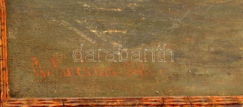 Kaufmann, Karl (1843-1901): Csónakázók. Olaj, vászon. Jelezve balra lent: Ch. Marchand. 37x58 cm. Dekoratív, kissé kopott fakeretben. / Kaufmann, Karl (1843-1901): Down by the seaside. Oil on canvas. Signed lower left: Ch. Marchand. 37x58 cm. - Image 2