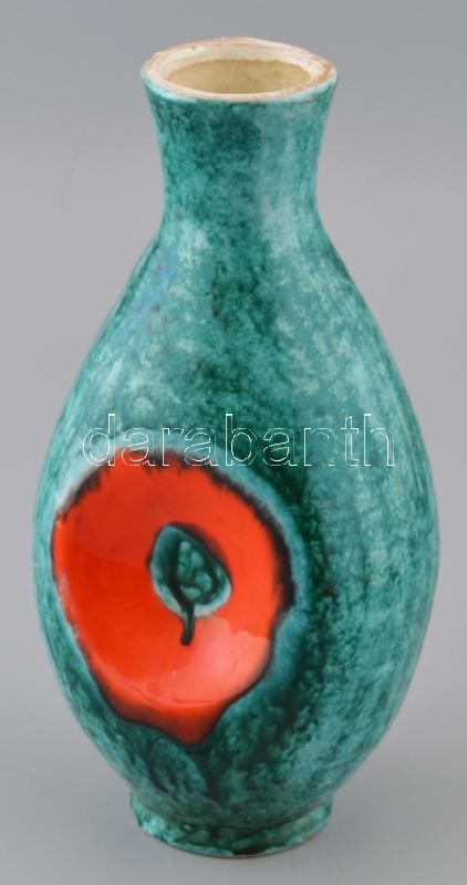 Retró, design kerámia váza, jelzés nélkül, hibátlan, m: 27,5 cm