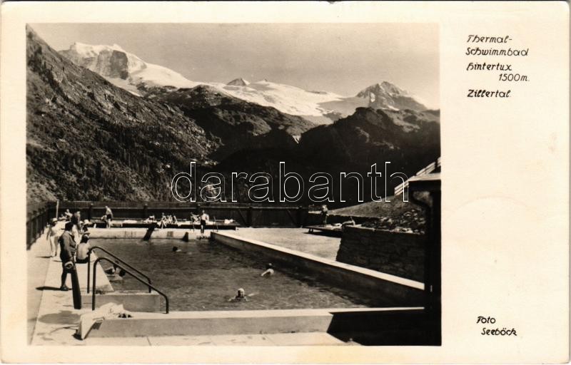 1952 Zillertal (Tirol), Thermal-Schwimmbad Hintertux / swimming pool, bathers. Foto Seeböck (EK)