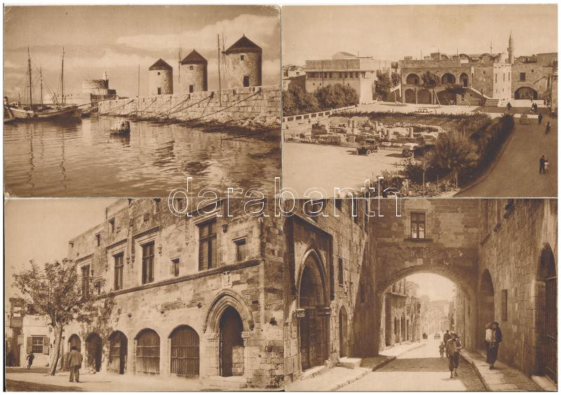 Rhodes, Rodi; 7 pre-1945 postcards in mixed quality