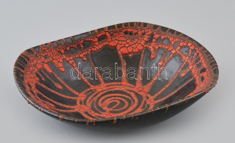 Pesthidegkúti kerámia tál, jelzés nélkül, hibátlan, d: 22 cm