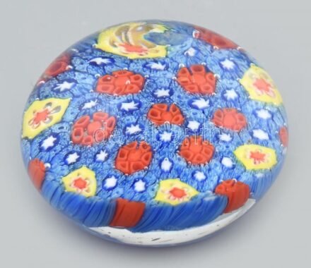 Muranoi millefiori levélnehezék, d: 8 cm