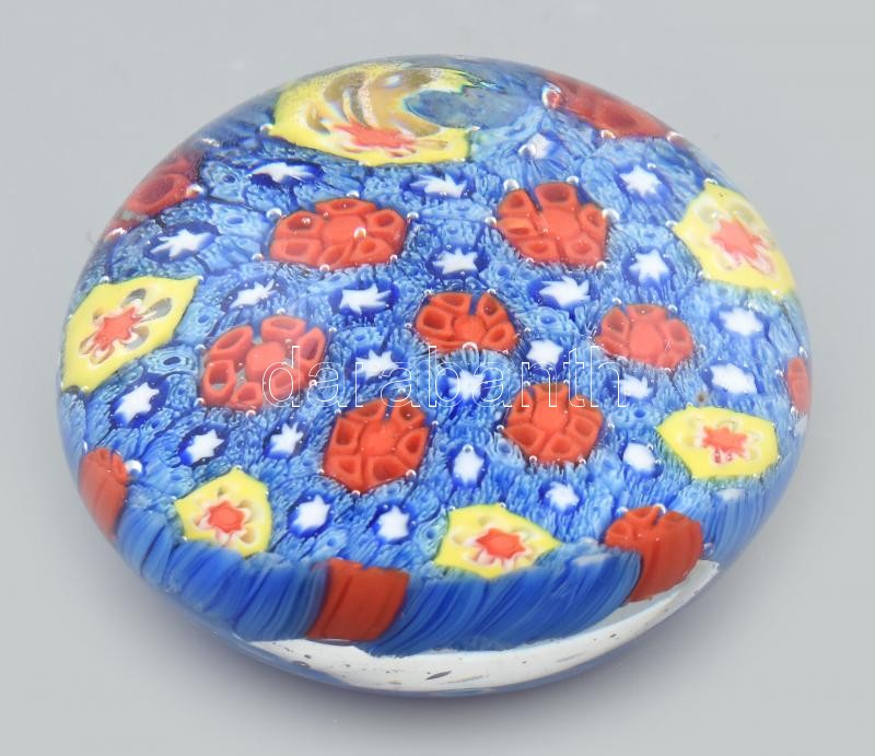 Muranoi millefiori levélnehezék, d: 8 cm