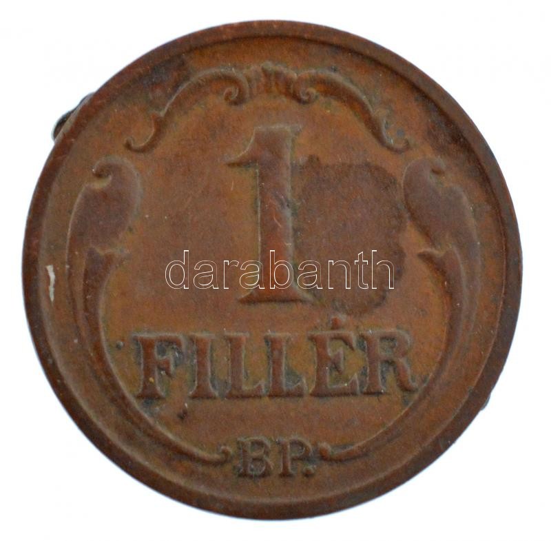 1926-1939. 1f bronz, bronz malac-rátéttel, szerencsepénzzé alakítva T:2 - Image 2