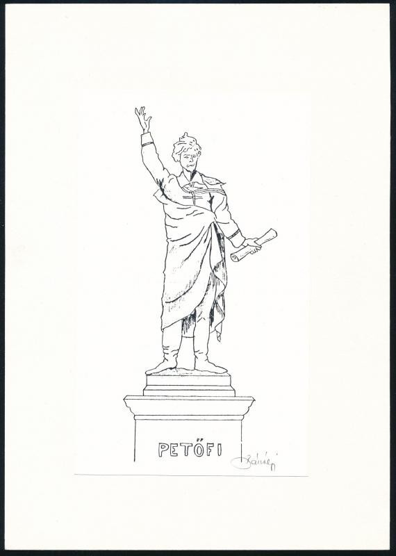 Bánsági András (1914-1993): Petőfi. Nyomat, papír, jelzett. Hátoldalán a művész bélyegzőjével. 15×9 cm