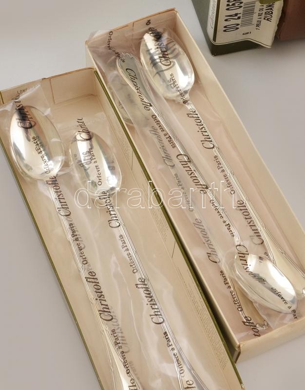 Christofle Párizsi ezüstözött evőkészlet, vegyesen 128 db, jelzettek, nagyrészt original csomagolásban, légmentes fóliában és kartondobozokban. - Image 4