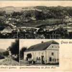 1906 Sinnersdorf, Pinkahatárfalu; Ulreich's Gasthaus, Gemischtwarenhandlung des Anton Haas / restaurant, shop (EB)