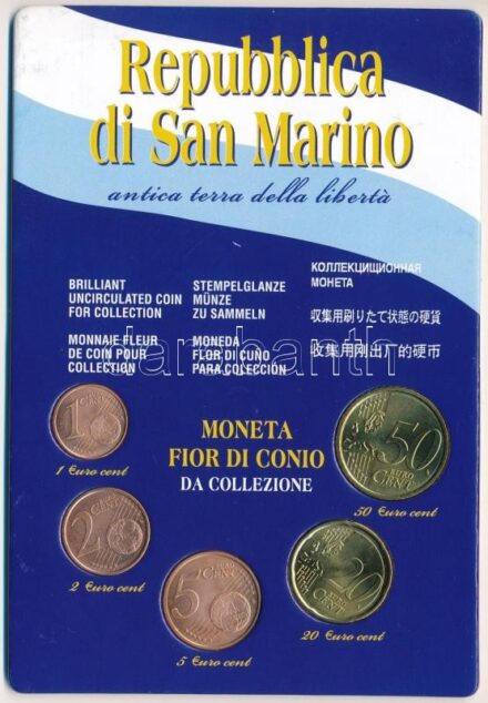 San Marino 2006-2008. 1c-50c forgalmi összeállítás T:1,1- San Marino 2006-2008. 1 Cent - 50 Cent unofficial coin set C:UNC,AU