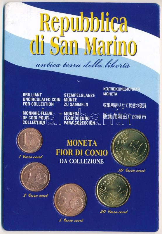 San Marino 2006-2008. 1c-50c forgalmi összeállítás T:1,1- San Marino 2006-2008. 1 Cent - 50 Cent unofficial coin set C:UNC,AU