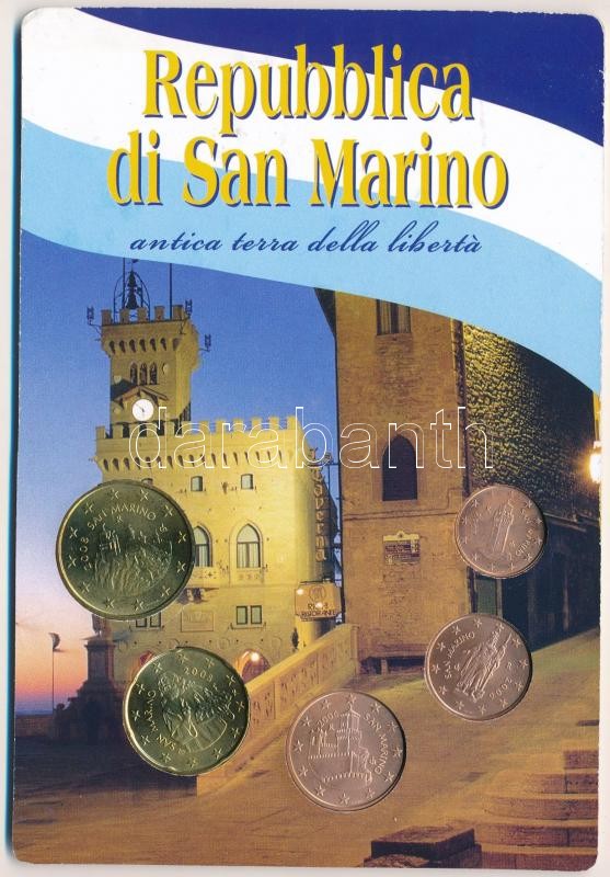 San Marino 2006-2008. 1c-50c forgalmi összeállítás T:1,1- San Marino 2006-2008. 1 Cent - 50 Cent unofficial coin set C:UNC,AU - Image 2