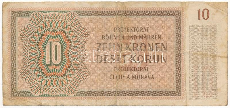 Német Harmadik Birodalom / Cseh-Morva Protektorátus 1942. 10K T:III- German Third Empire / Protectorate of Bohemia and Moravia 1942. 10 Korun C:VG Krause P#8 - Image 2