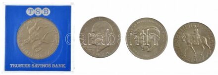 Nagy-Britannia 1977. 25p Cu-Ni 'Ezüst Jubileum - II. Erzsébet' (2db, egyik eredeti műanyag dísztokban) + 1981. 25p Cu-Ni 'Károly és Diana esküvője' + Amerikai Egyesült Államok 1974D 1$ Cu-Ni 'Eisenhower' T:1-2- United Kingdom 1977. 25