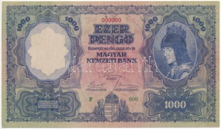 1927. 1000P '000000' modern másolat 'COPY' jelzéssel T:I
