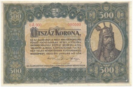 1920. 500K '0A000 000000' modern másolat 'COPY' jelzéssel T:I
