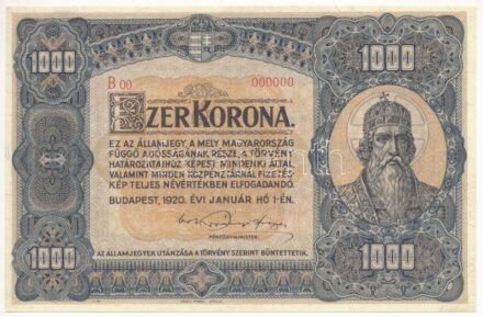 1920. 1000K 'B00 000000' modern másolat 'COPY' jelzéssel T:I