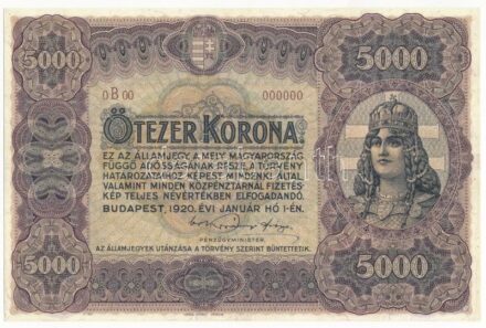 1920. 5000K '0B00 000000' modern másolat 'COPY' jelzéssel T:I