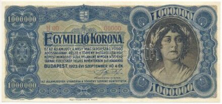 1923. 1.000.000K 'H00 00000' modern másolat 'COPY' jelzéssel T:I