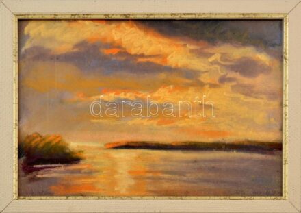 Bertalan Rózsa (1900-1987): Gárdony, tópart (Velencei-tó), 1932. Pasztell, papír, jelzett, üvegezett keretben, 19,5x29,5 cm