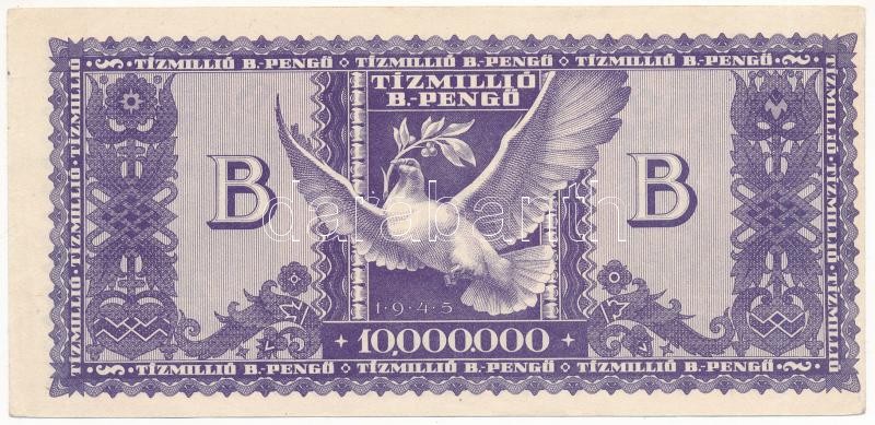 1946. 10.000.000BP vágáshiba miatt erősen eltolódott elő- és hátlapi nyomat T:I- Adamo P38 - Image 2