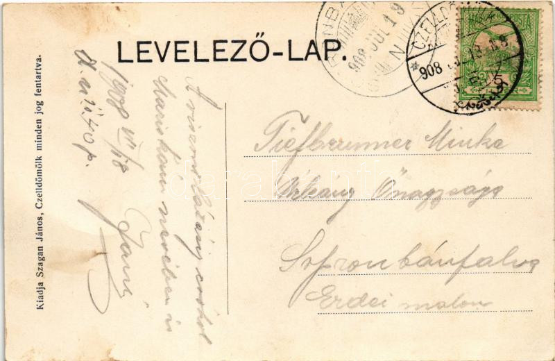 1908 Celldömölk, Griff szálloda. Szagán János kiadása (EK) - Image 2