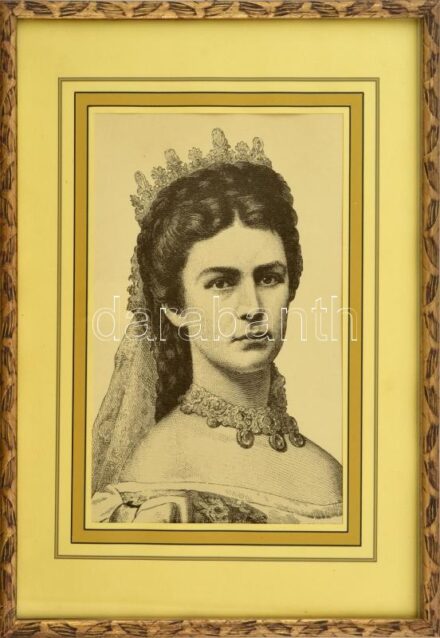 Wittelsbach Erzsébet magyar királyné (Sisi). Nyomat, papír, modern paszpartuban, üvegezett fa keretben, 30x19 cm (külső méret: 46,5x33 cm)