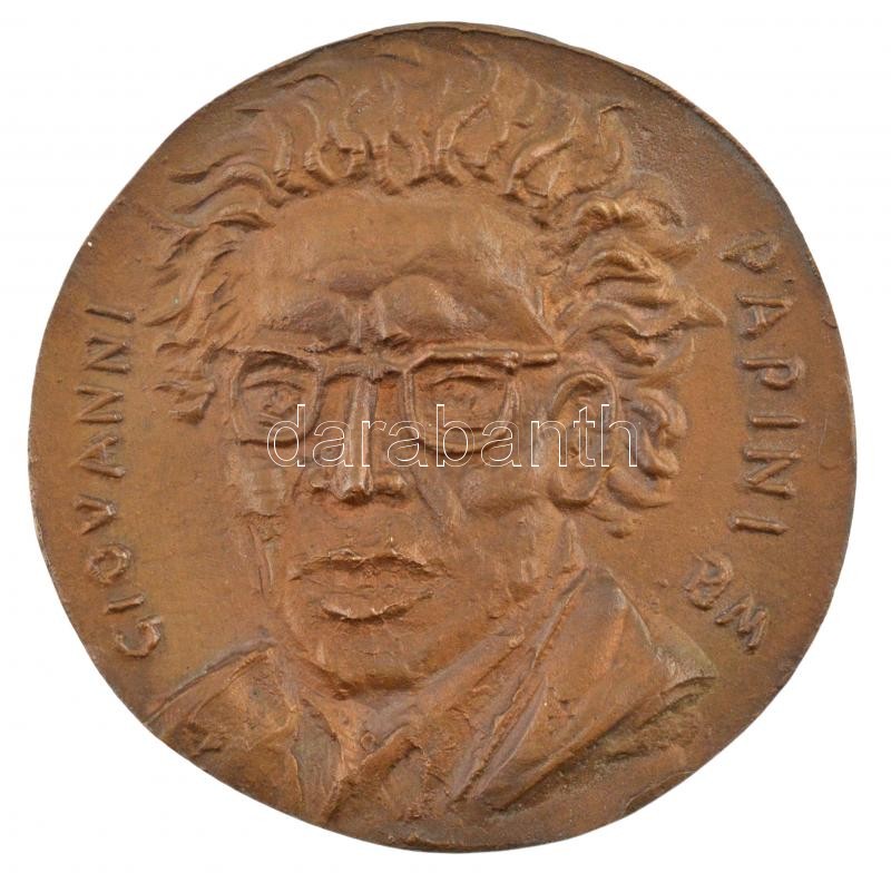 Borsos Miklós (1906-1990) DN 'Giovanni Papini' egyoldalas bronz emlékérem (85mm) T:1-