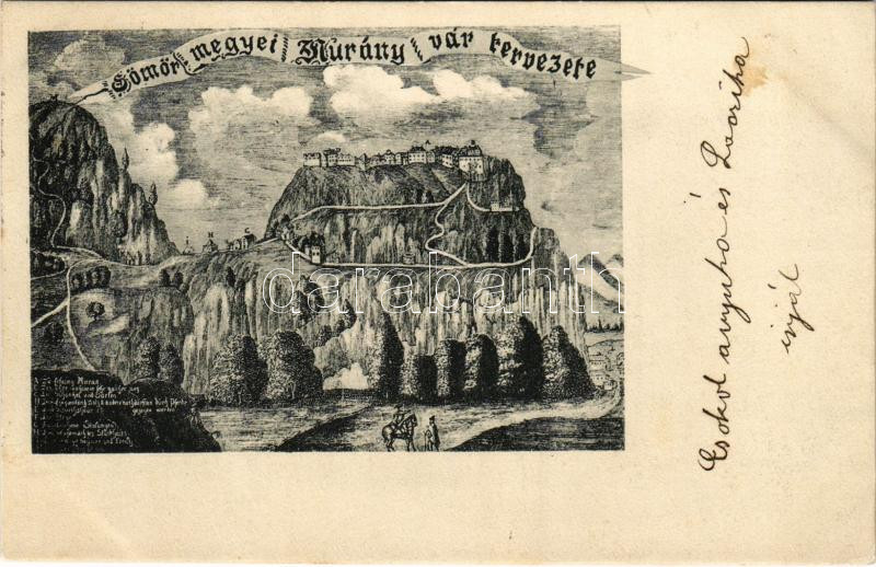 1907 Murány, Murányalja, Muránsky hrad; Gömör megyei vár tervezete / castle