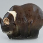 Lomonoszov szovjet medve, festett porcelán, jelzett, hibátlan, m:10cm