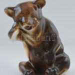 Jelzés nélkül, szovjet medve, festett porcelán, jelzett, hibátlan, m:12cm