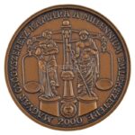 2000. 'A Magyar Gyógyszerész Kamara a Millennium emlékezetére' kétoldalas bronz emlékérem eredeti díszdobozában (42,5mm) T:1